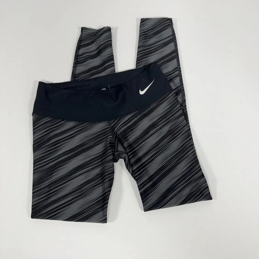Nike NFL Eagles Dri-Fit Striped Leggings Black Grey Size S Small
